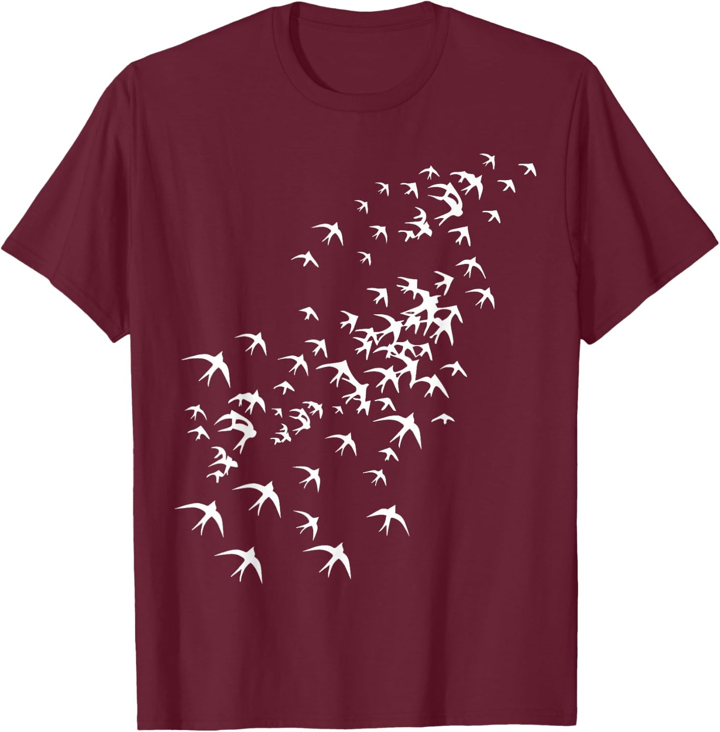 Flock of Flying Birds - Swarm of Swallows for Nature Lovers T-Shirt - T-Shirt | Maroon
