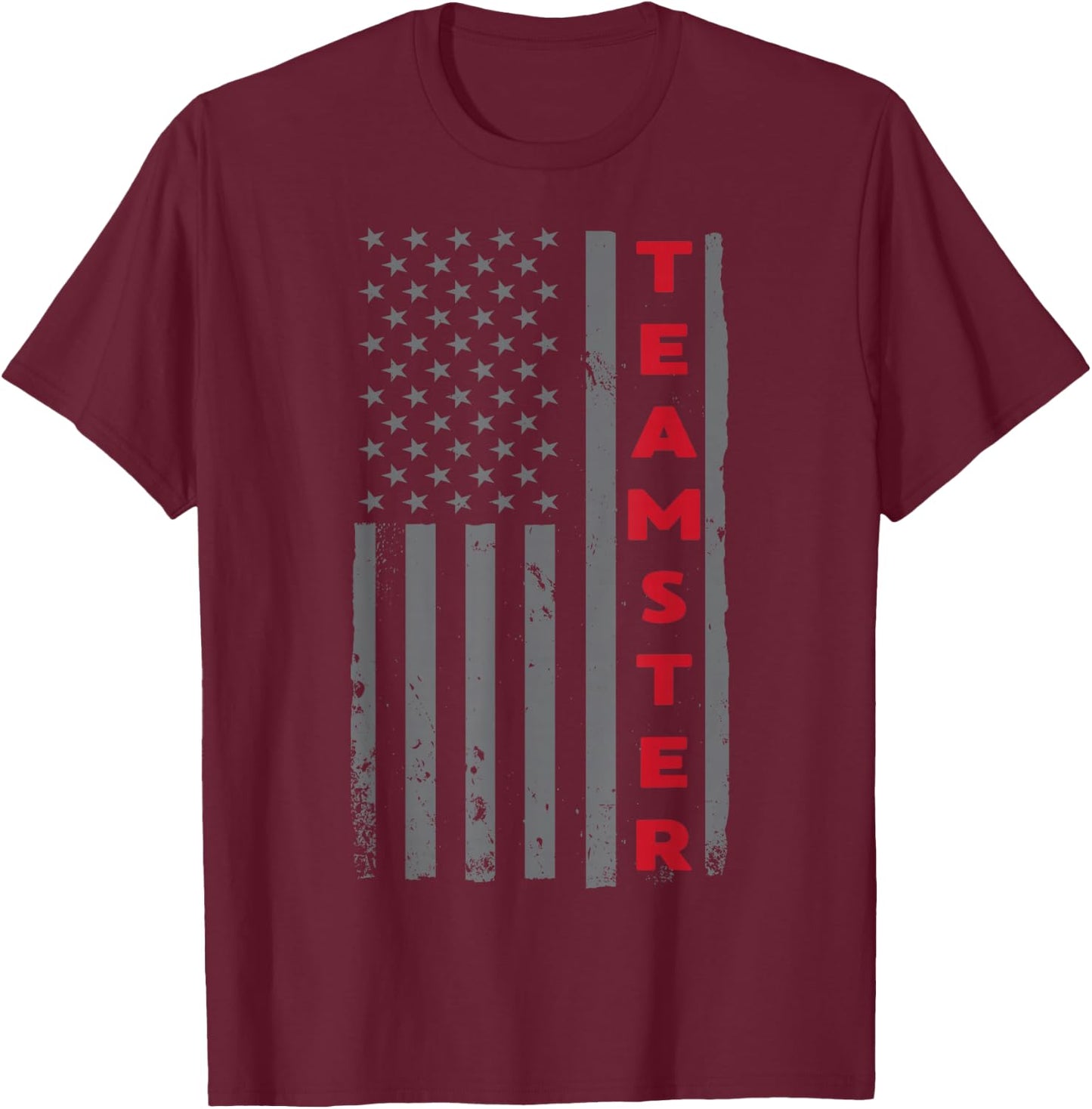 Teamster American Flag Patriotic Truck Driver US Trucking T-Shirt - T-Shirt | Maroon
