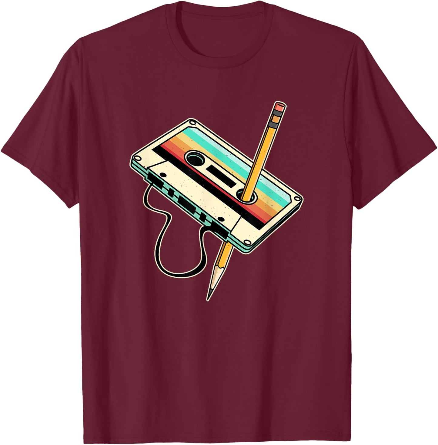 80s 90s Retro Party Costume Nostalgia Cassette T-Shirt - T-Shirt | Maroon