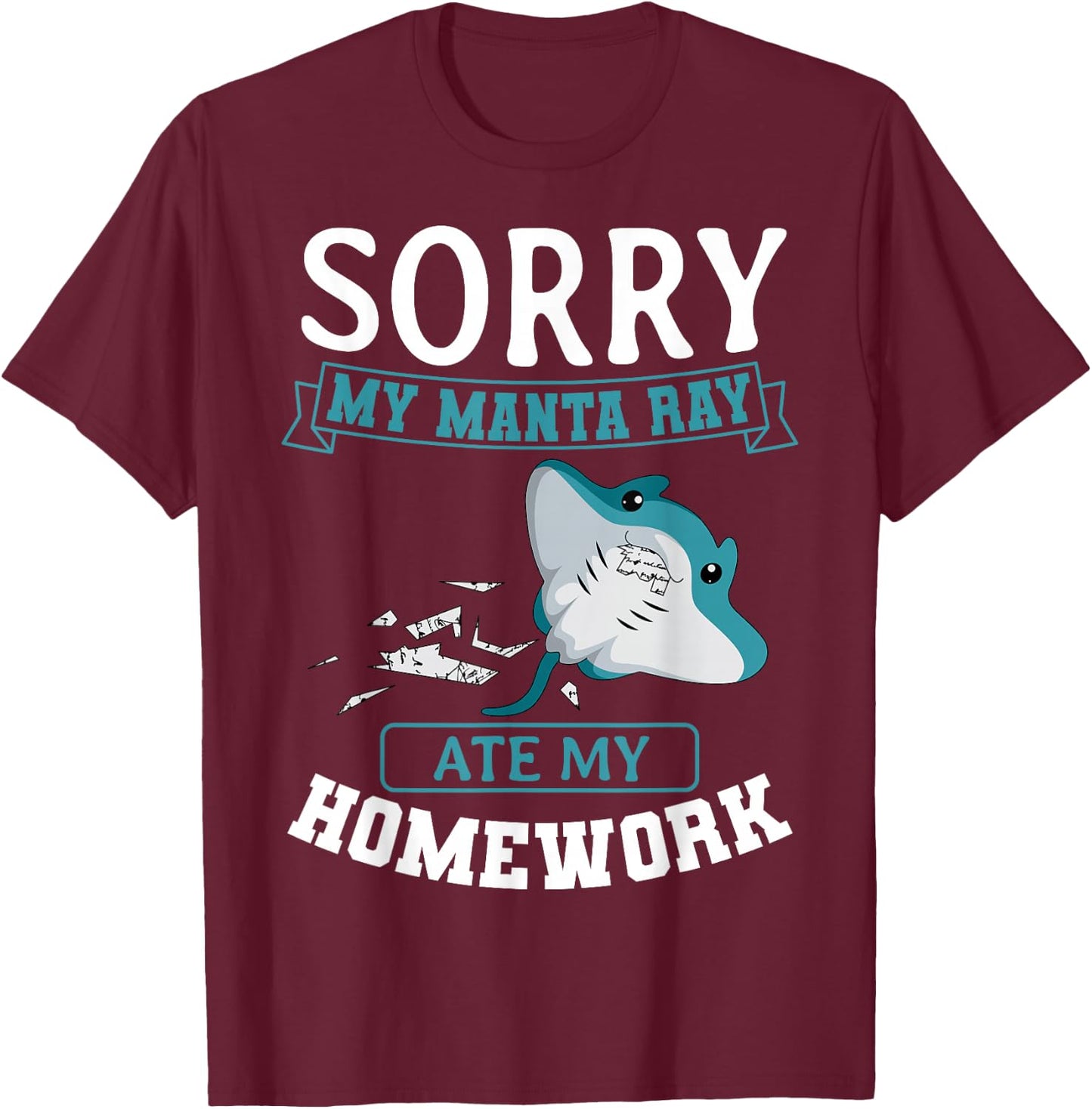 Manta Ray Stingray Fish Mantas Ocean Biologist Student T-Shirt - T-Shirt | Maroon