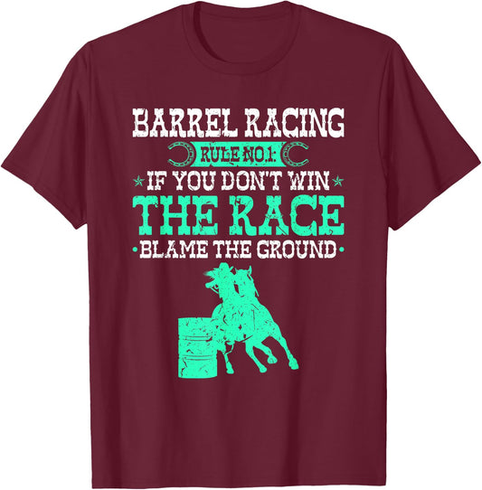 Barrel Racing Rule, Cowgirl Rodeo Horse Barrel Racer T-Shirt - T-Shirt | Maroon