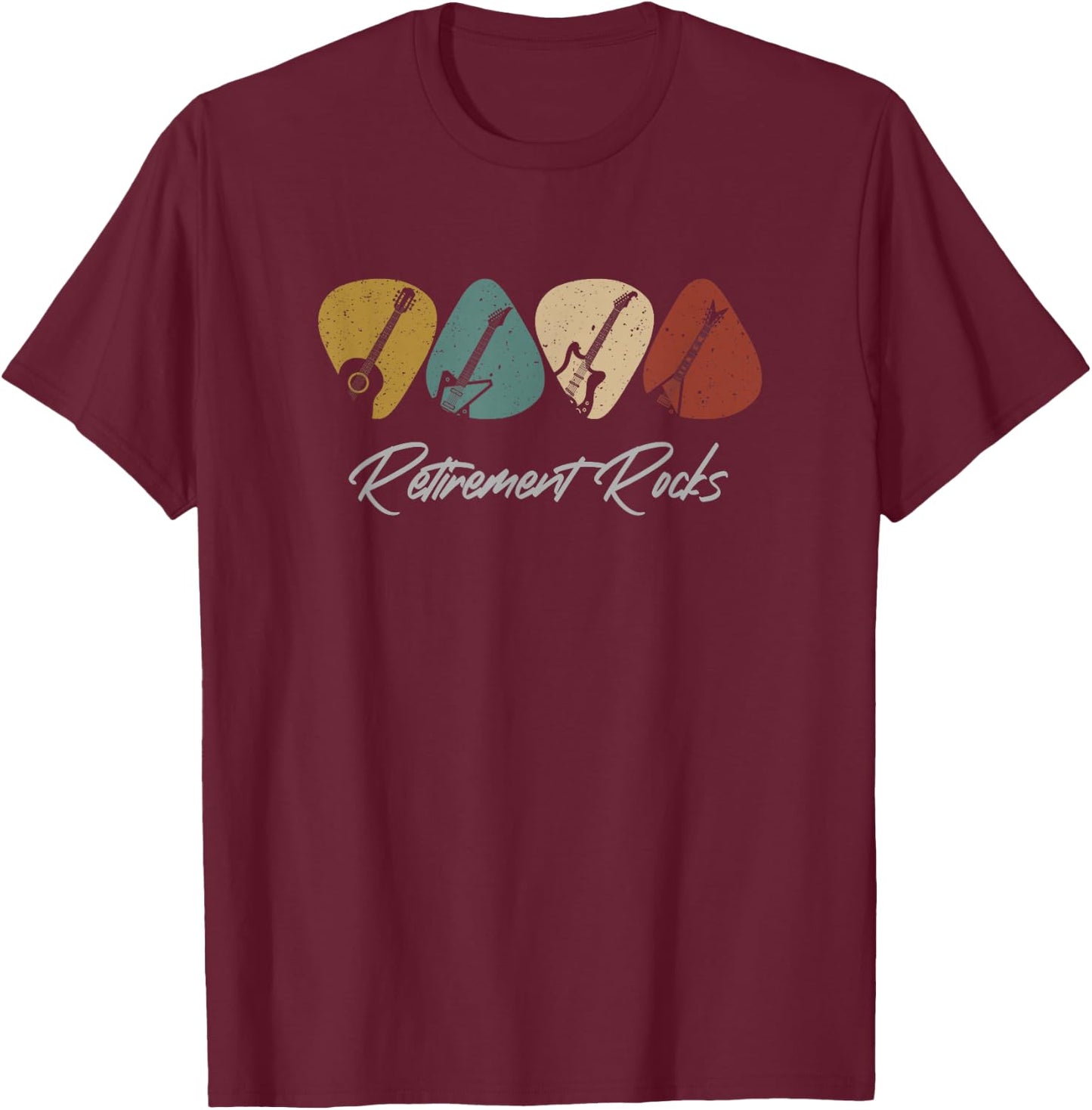 Retirement Rocks - Funny Guitar Player Guitarist T-Shirt - T-Shirt | Maroon