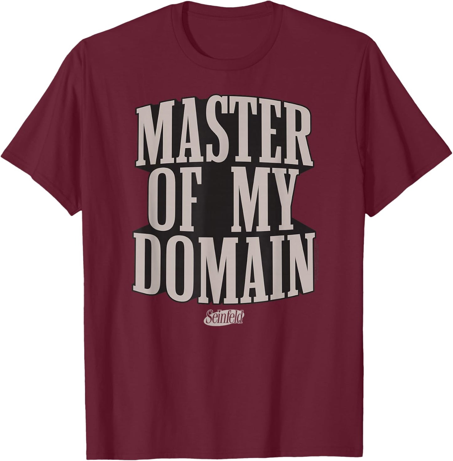 Seinfeld Master of My Domain Block Type Funny 90's TV Show T-Shirt - T-Shirt | Maroon