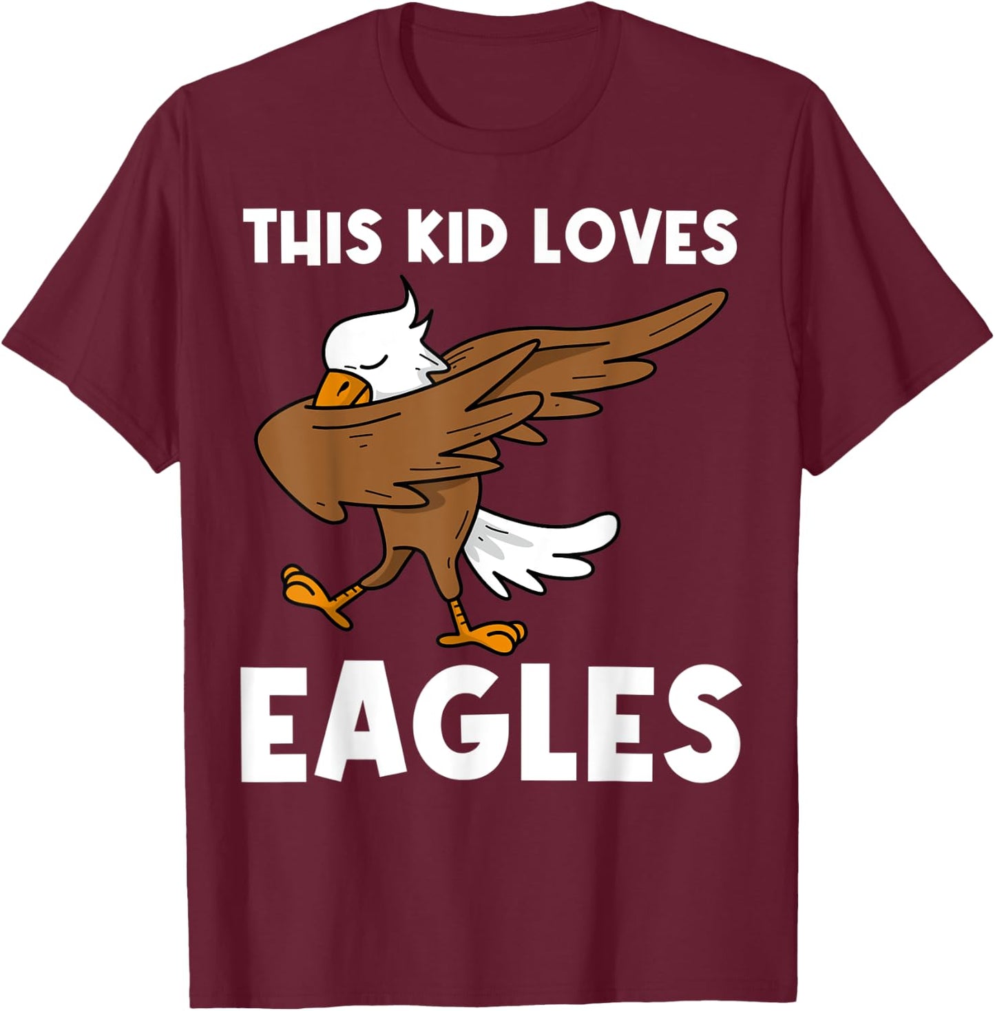 Cool Eagle Kids Boys Dabbing Bald Flying Animal T-Shirt - T-Shirt | Maroon