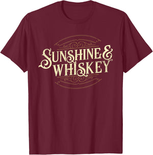 Vintage Sunshine and Whiskey Country Drinking T-Shirt - T-Shirt | Maroon
