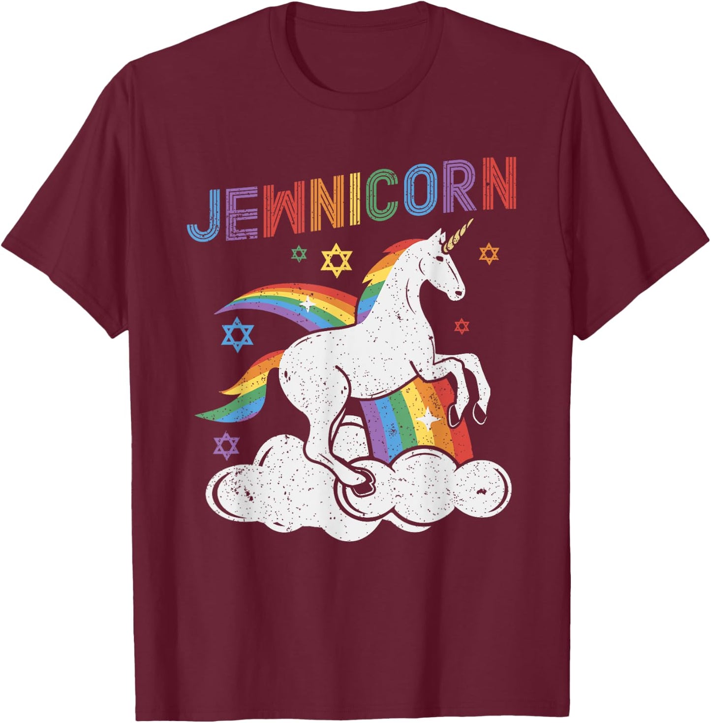 Jewnicorn Funny Jewish Unicorn Chanukah Girls Hanukkah Women T-Shirt - T-Shirt | Maroon