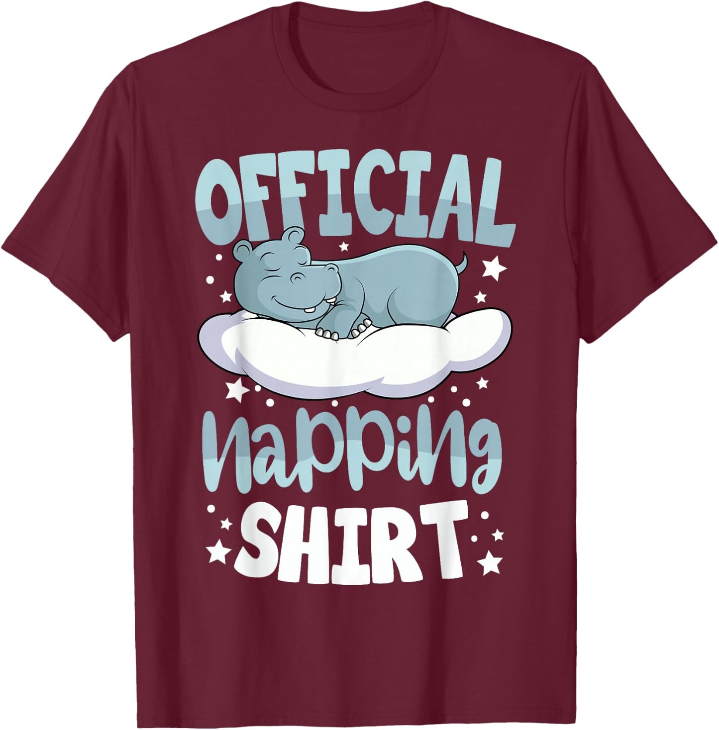 Sleeping Hippo Pyjamas Hippopotamus Lover Official Napping T-Shirt - T-Shirt | Maroon