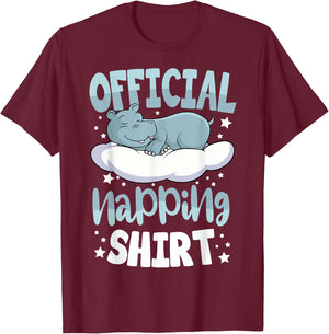 Sleeping Hippo Pyjamas Hippopotamus Lover Official Napping T-Shirt - T-Shirt | Maroon