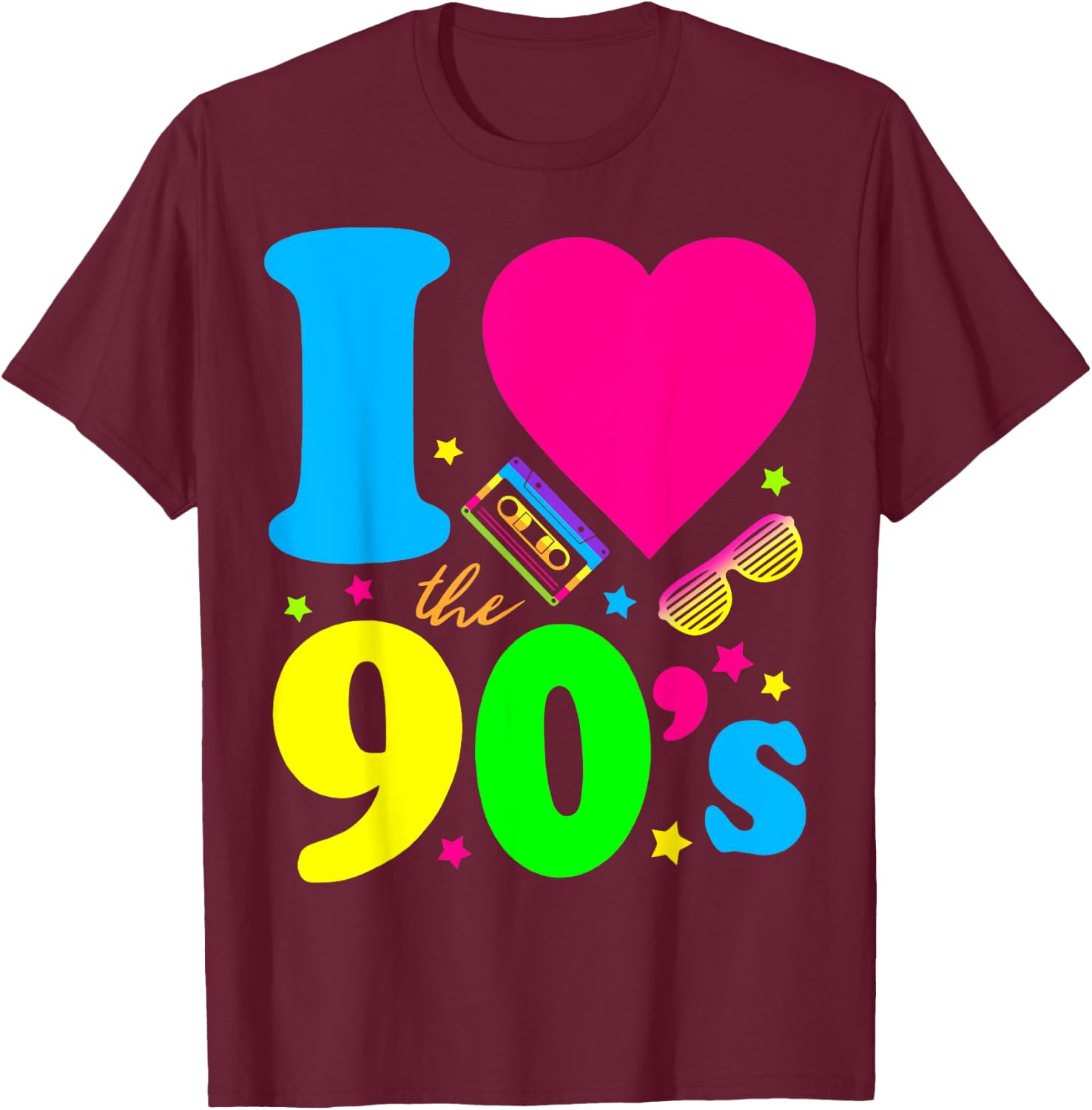 1990's 90s Shirt I Heart the Nineties T-Shirt - T-Shirt | Maroon