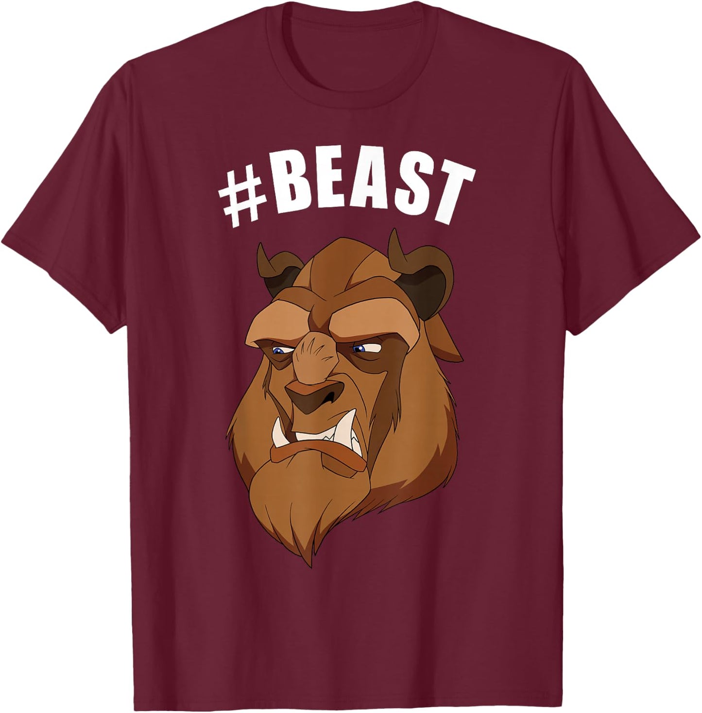 Disney Beauty and The Beast Hashtag Beast Portrait Small T-Shirt - T-Shirt | Maroon