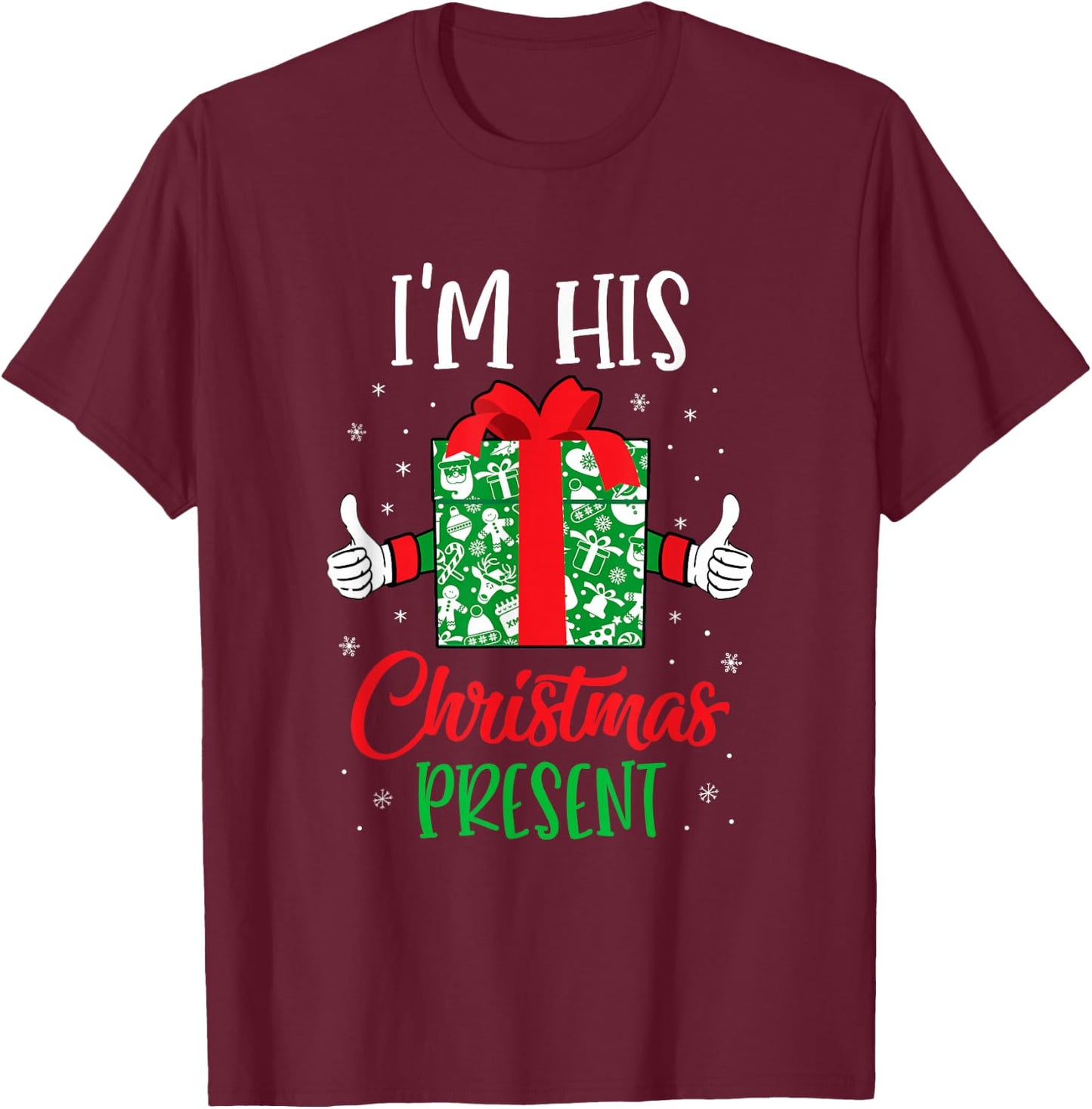 Funny Matching Couples Christmas His and Hers T-Shirt - T-Shirt | Maroon