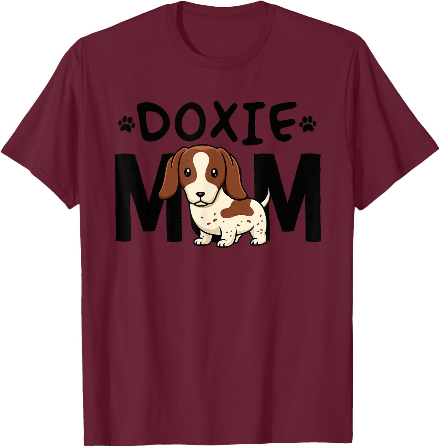 Piebald Dachshund Mom Shirt Doxie Mama Dog Lover T-Shirt - T-Shirt | Maroon
