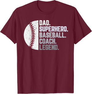 Baseball Coach Dad Shirt Dad Superhero Baseball Coach Legend T-Shirt - T-Shirt | Maroon