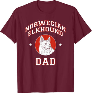Norwegian Elkhound Dad Dog Father T-Shirt - T-Shirt | Maroon