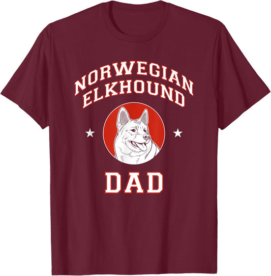 Norwegian Elkhound Dad Dog Father T-Shirt - T-Shirt | Maroon