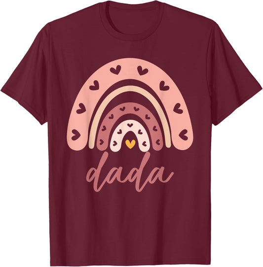 Dada Birthday Rainbow Family Dad T-Shirt - T-Shirt | Maroon