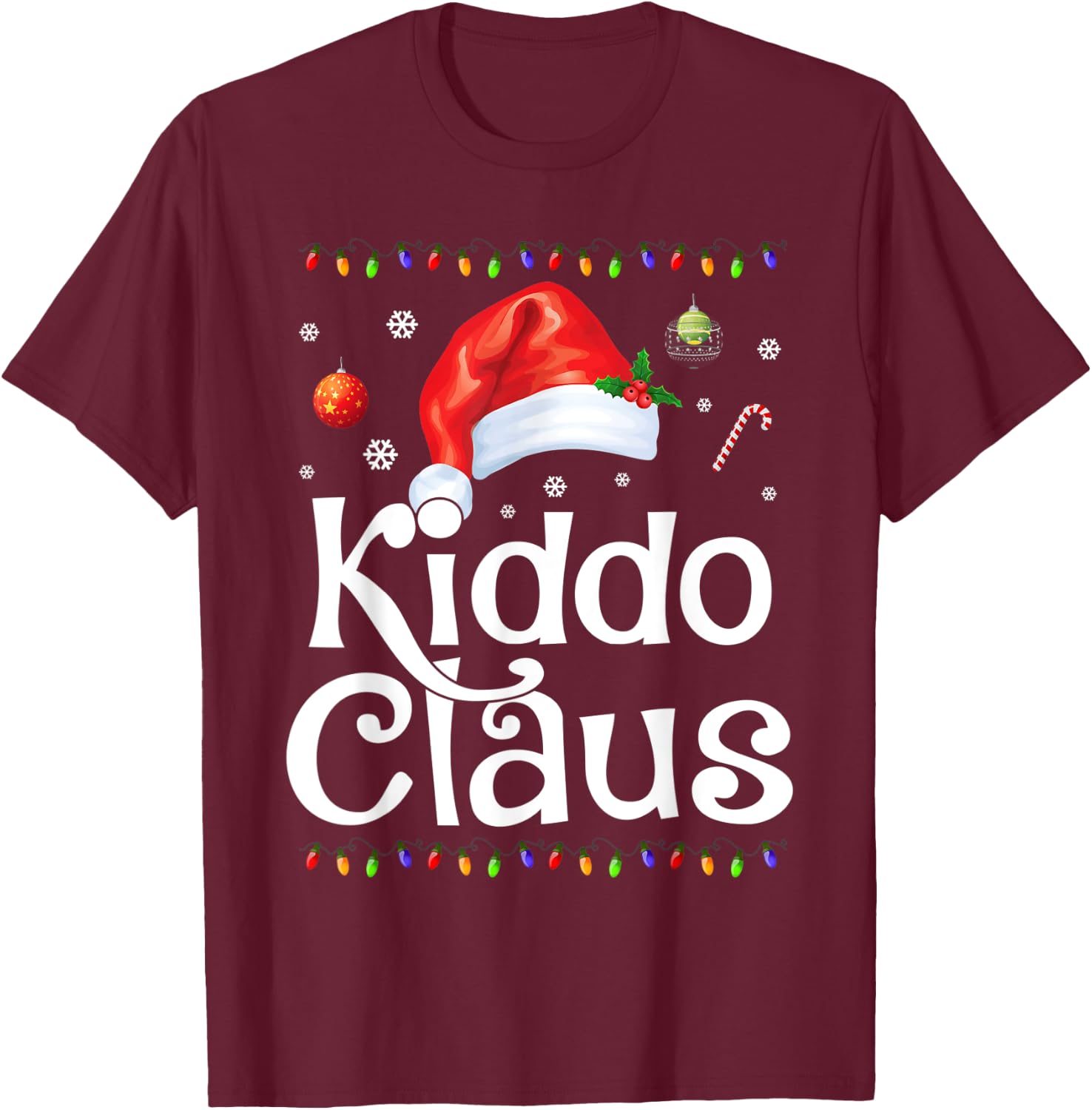 Funny Kiddo Claus Christmas Pajamas Santa Gift T-Shirt - T-Shirt | Maroon