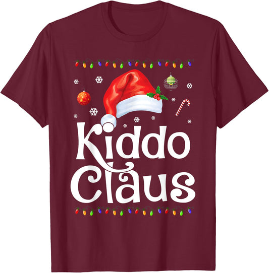 Funny Kiddo Claus Christmas Pajamas Santa Gift T-Shirt - T-Shirt | Maroon