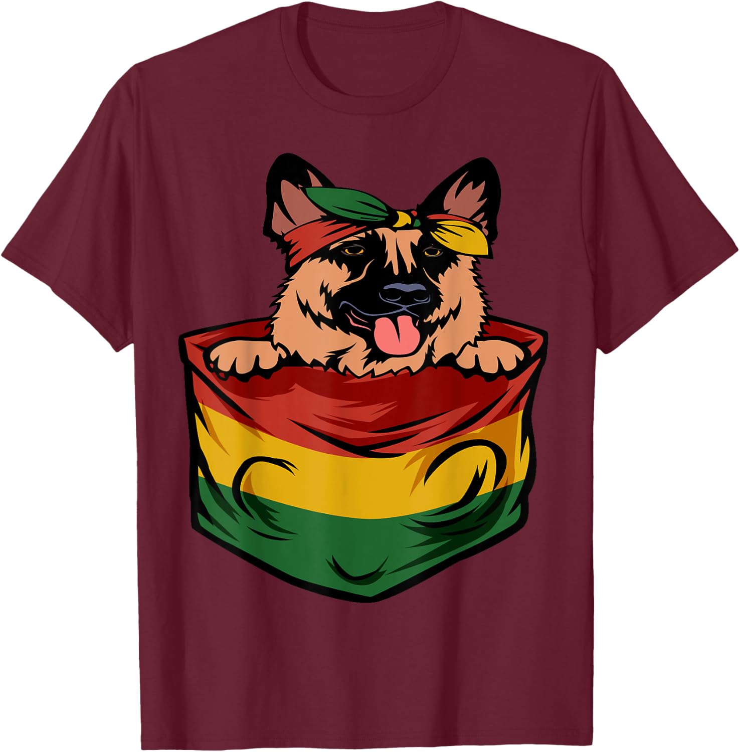 German Shepherd Juneteenth Cute Dog Lover African American T-Shirt - T-Shirt | Maroon