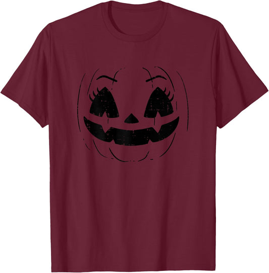 Cute Jack O Lantern Pumpkin Halloween Toddler Girls Women T-Shirt - T-Shirt | Maroon