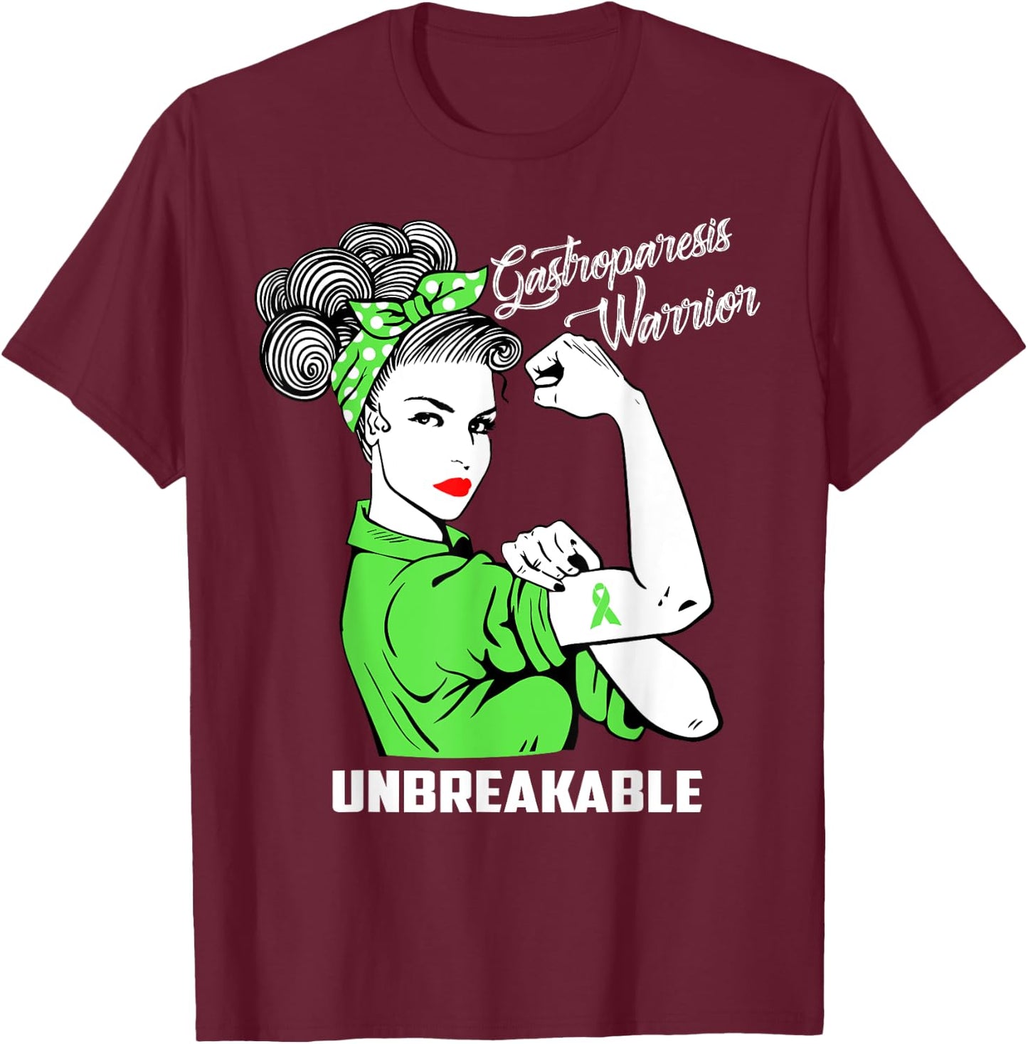 Gastroparesis Warrior Unbreakable Awareness Gift T-Shirt - T-Shirt | Maroon