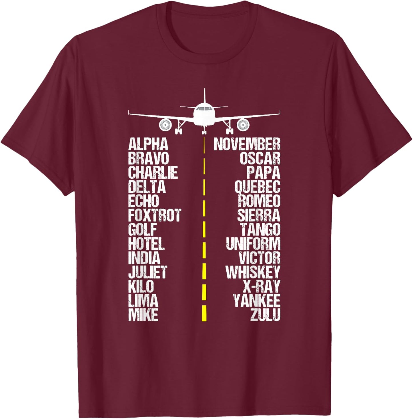 Aviation Phonetic Alphabet Code Pilot Airplane Aircraft T-Shirt - T-Shirt | Maroon