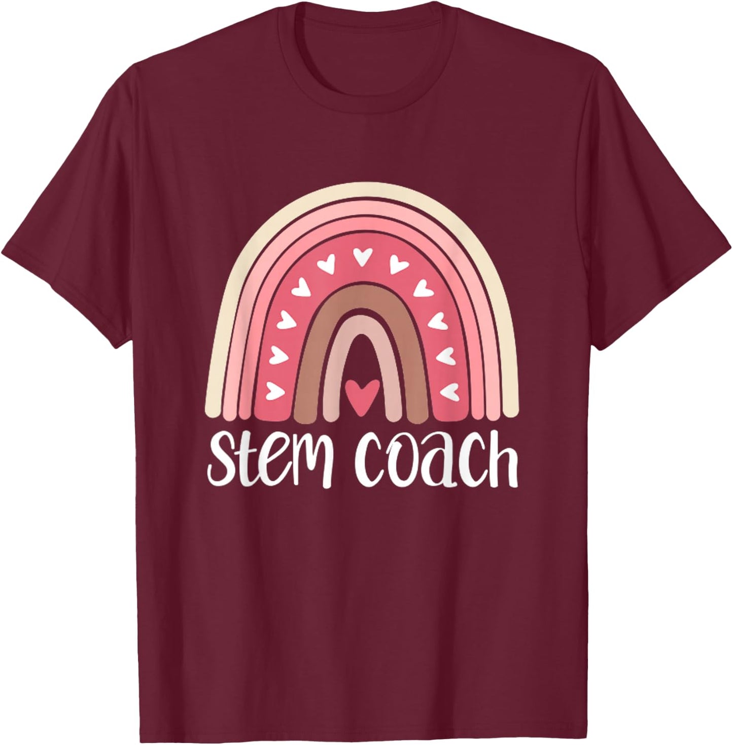 STEM Coach Rainbow Science Technology Engineering Math Teach T-Shirt - T-Shirt | Maroon