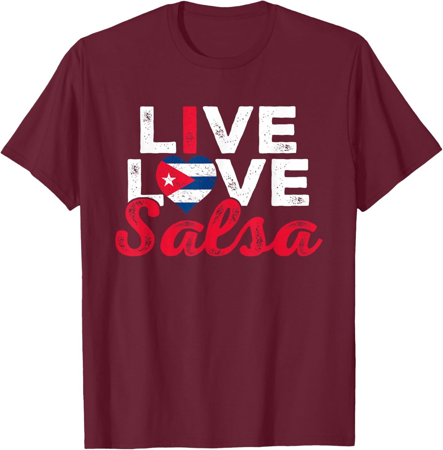 Funny Cuba Salsa Lover Graphic Women Girls Cuban Salsa Dance T-Shirt - T-Shirt | Maroon