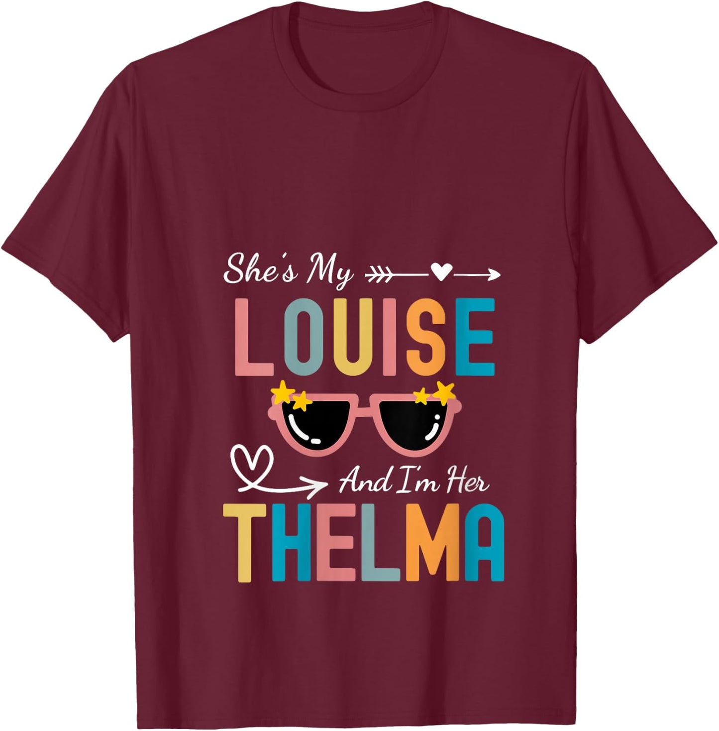 Every Thelma Needs A Louise Retro Women Best Friends V-Neck T-Shirt - T-Shirt | Maroon