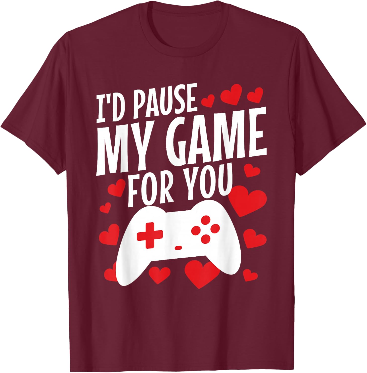 Kids Valentines Day Gamer Gift - Funny Game Lover Men Boys T-Shirt - T-Shirt | Maroon