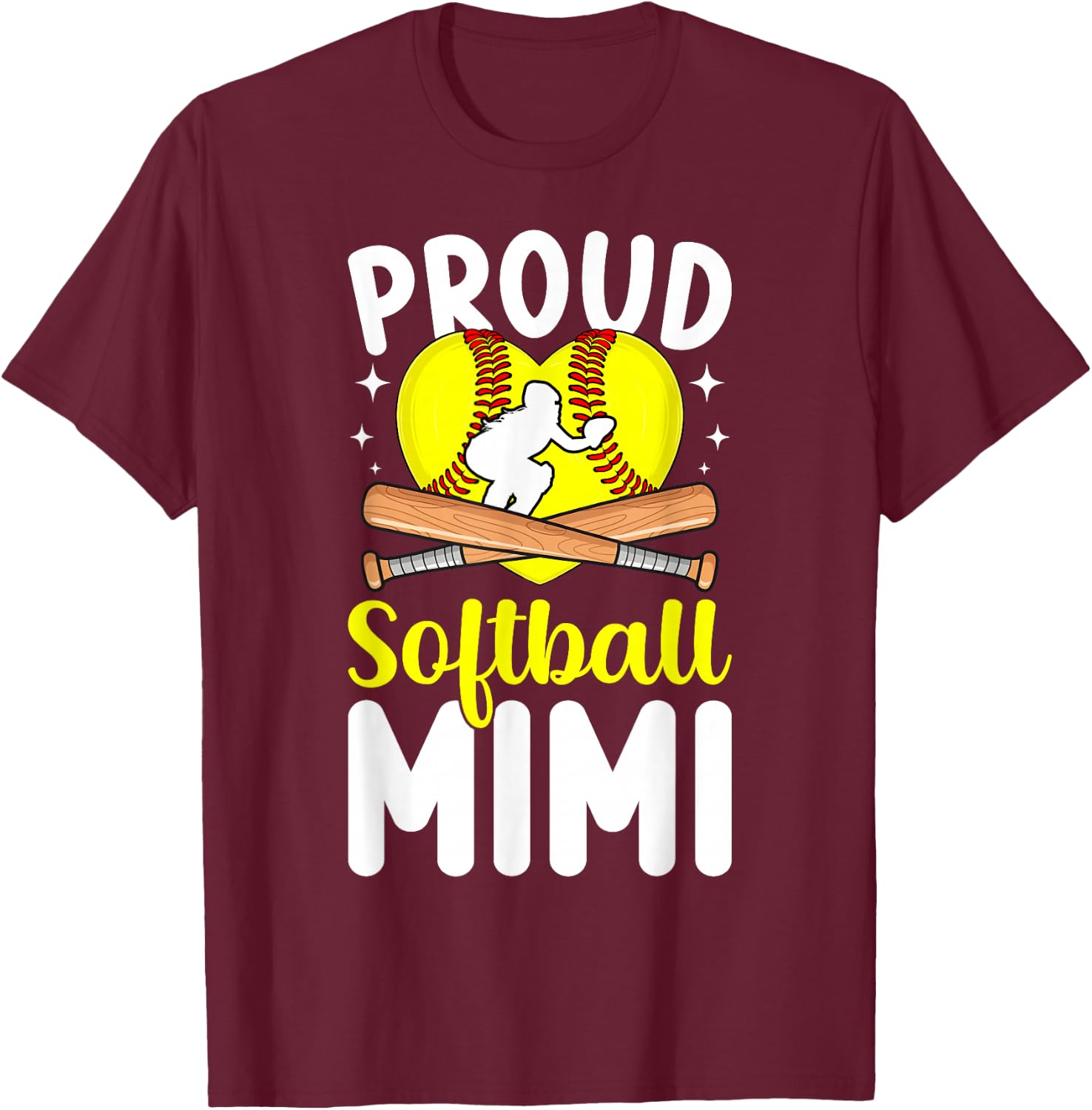 Proud Softball Mimi of A Softball Player Mimi T-Shirt - T-Shirt | Maroon