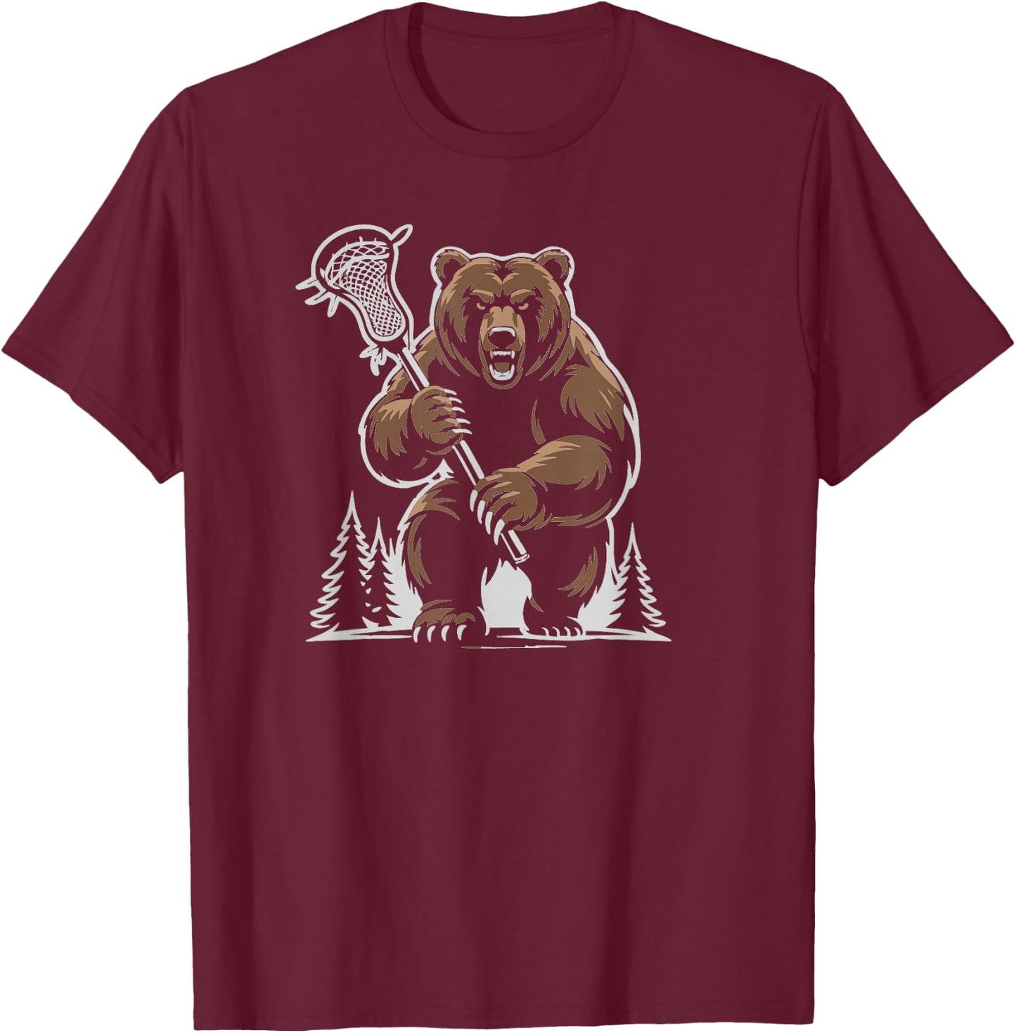 Bears Lacrosse Vintage Lax Mascot Team Lax Stick T-Shirt - T-Shirt | Maroon