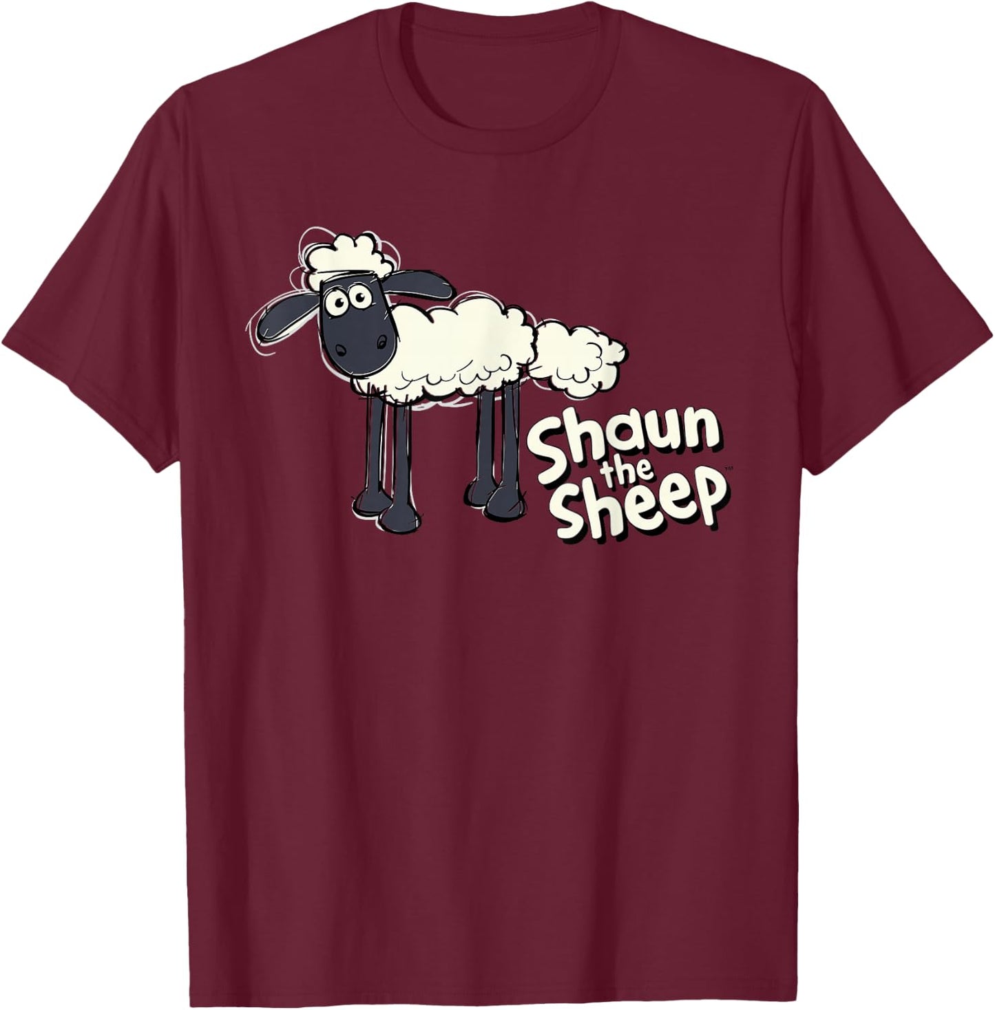 Shaun The Sheep: Shaun Doodle T-Shirt - T-Shirt | Maroon
