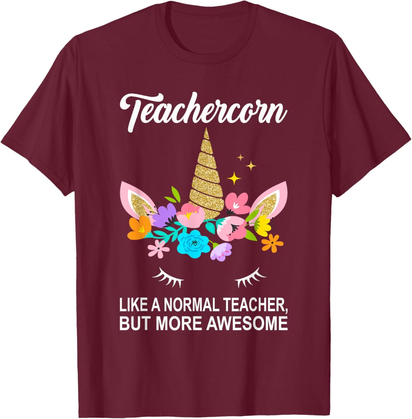"Teachercorn" Cute Teacher T-Shirt - T-Shirt | Maroon
