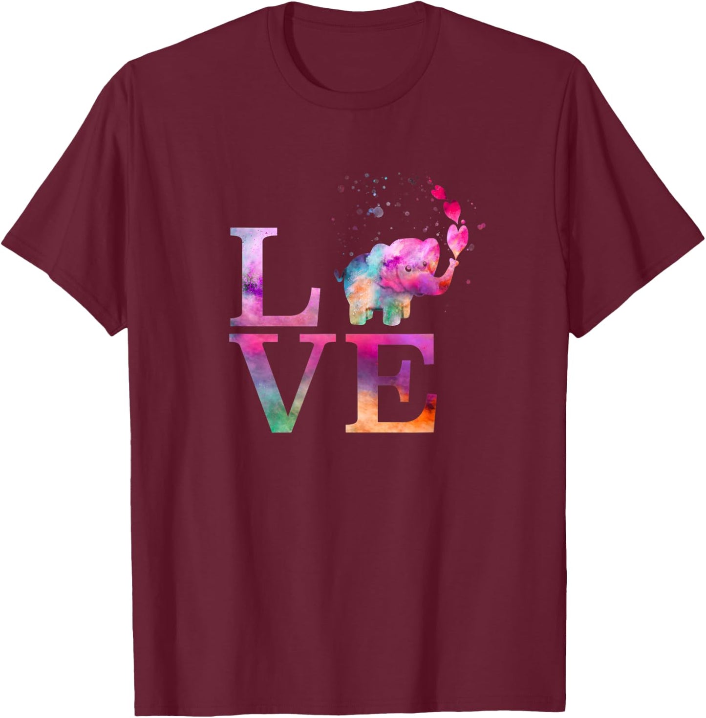 Colorful Baby Elephant Appreciation Day Love Heart Pink Gift T-Shirt - T-Shirt | Maroon