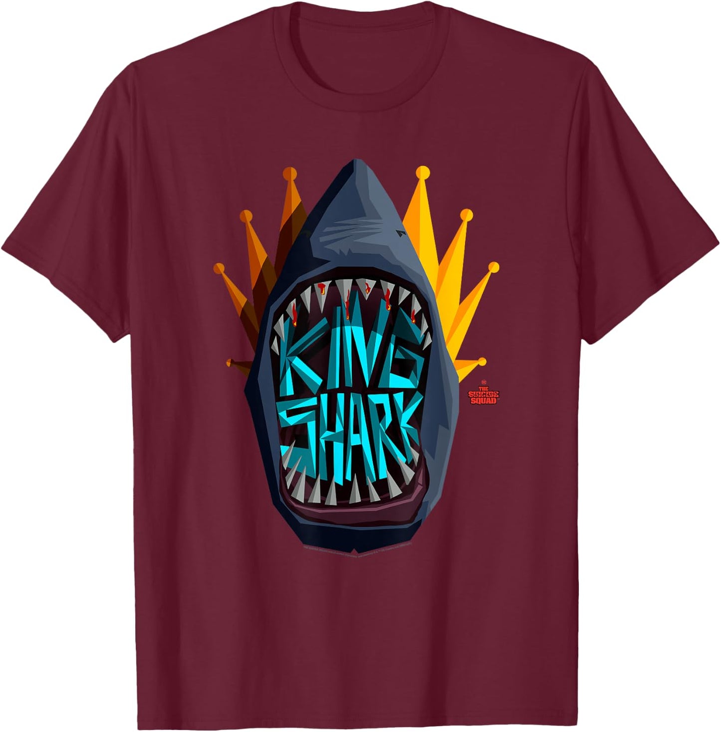 The Suicide Squad Big King Shark Logo T-Shirt - T-Shirt | Maroon