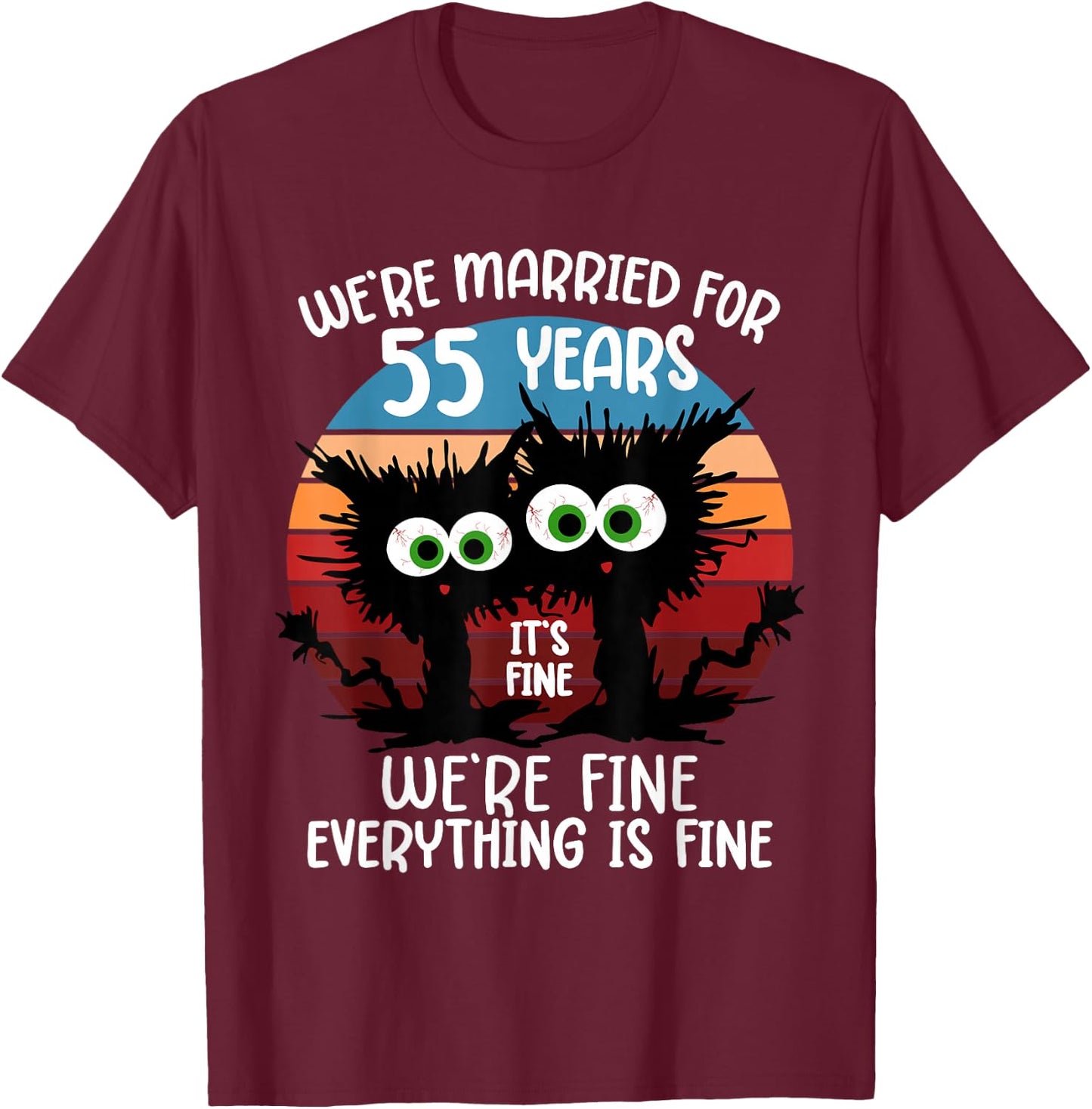 Emerald Wedding We're Married for 55 Years T-Shirt - T-Shirt | Maroon