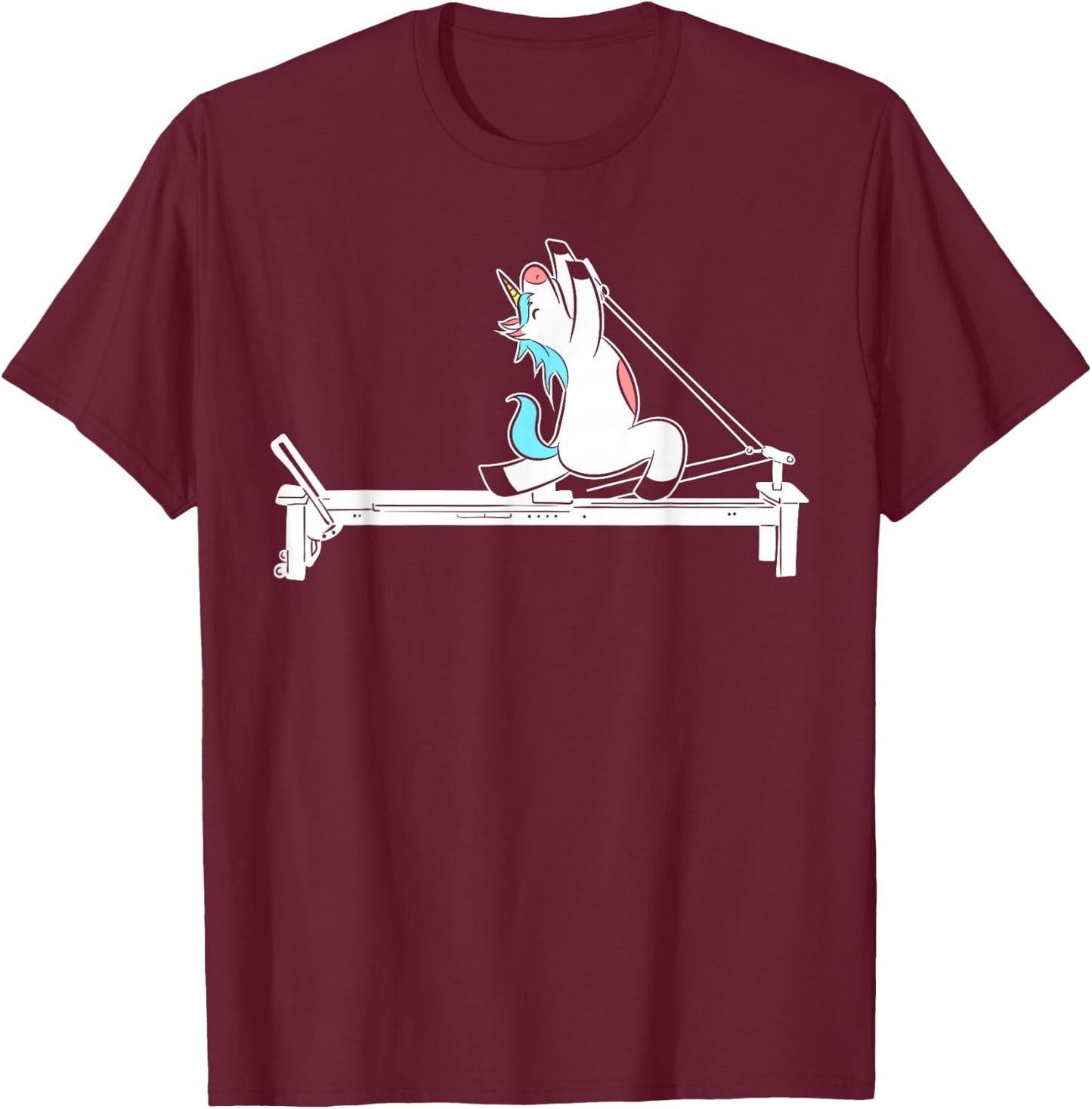 Pilates Unicorn Fitness Exercise Training Meditation T-Shirt - T-Shirt | Maroon