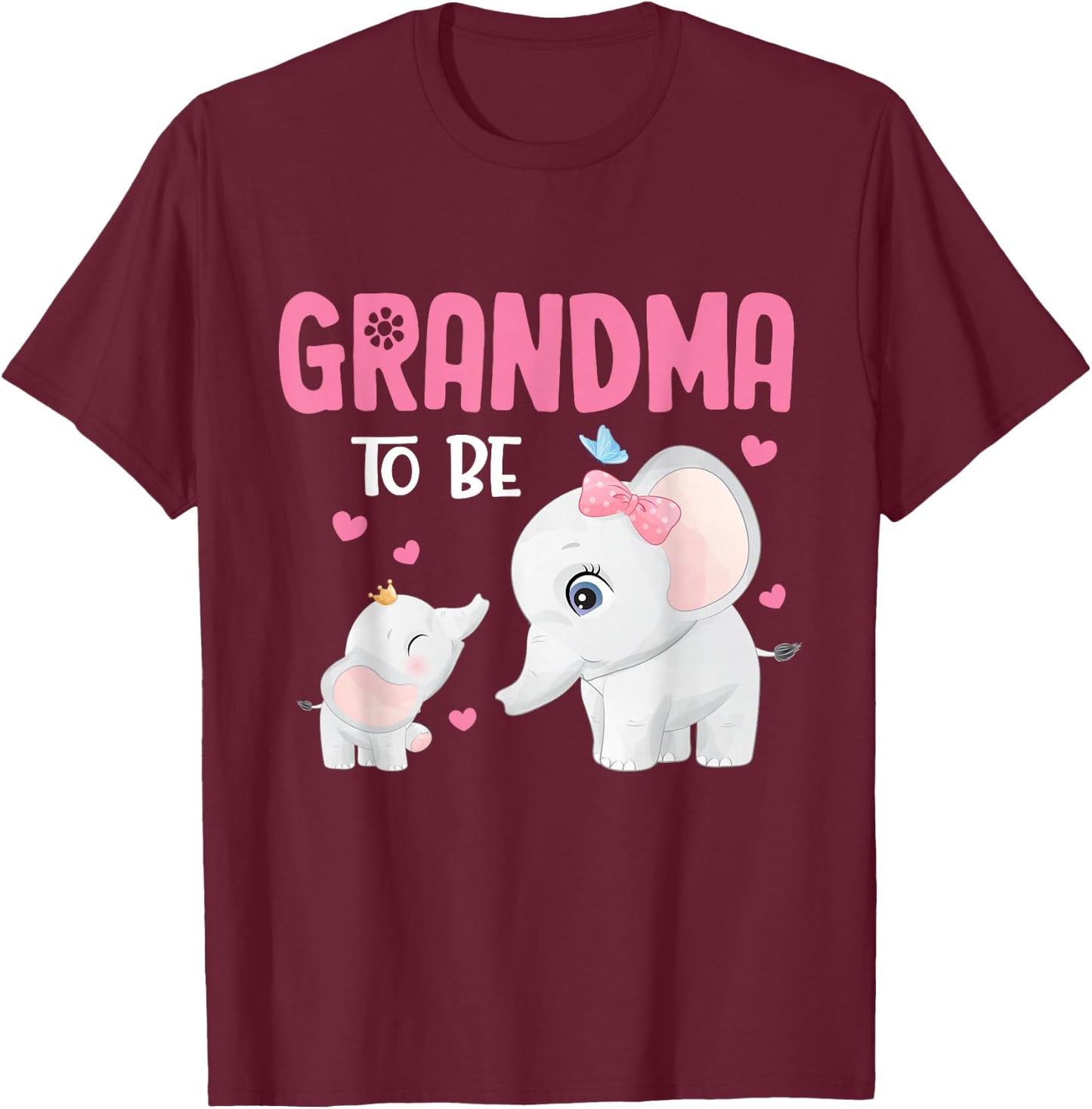 Grandma To Be Elephant Baby Shower T-Shirt - T-Shirt | Maroon