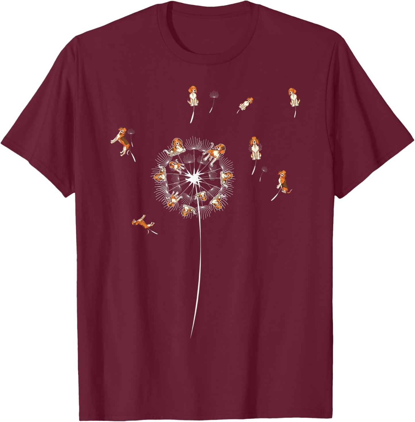 Dog Owner Animal Pet Owner Dog Lover Dandelion Funny Beagle Men Women Kids T-Shirt - T-Shirt | Maroon
