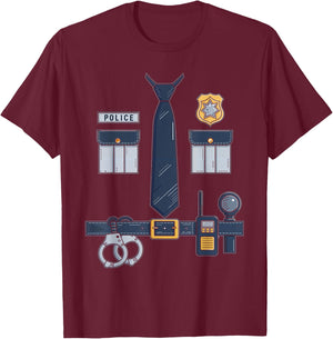 Police Officer Gear Police Badge Handcuffs Sheriff Uniform T-Shirt - T-Shirt | Maroon
