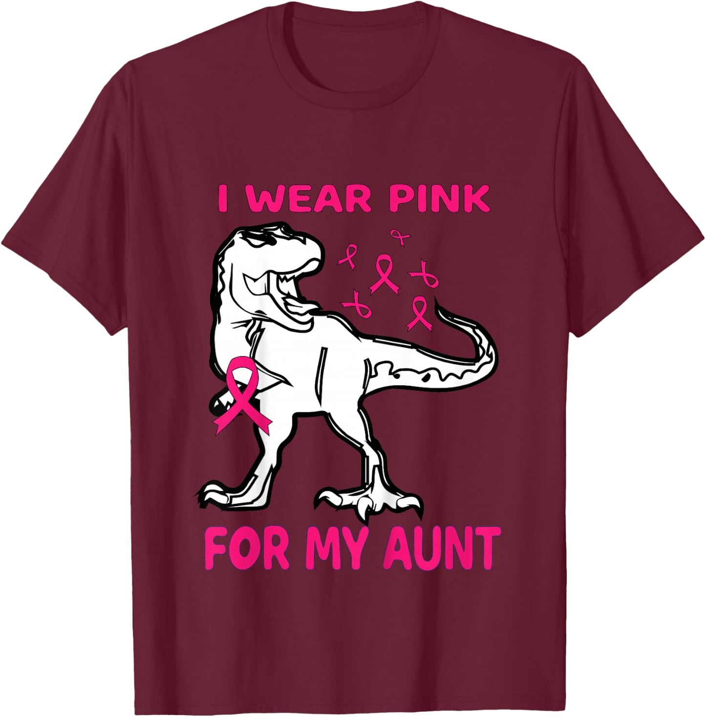 Kids I Wear Pink For My Aunt Breast Cancer Awareness Toddler T-Shirt - T-Shirt | Maroon