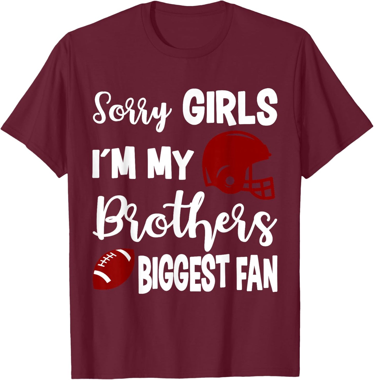American Football Sister Biggest Fan Little Sister Gift T-Shirt - T-Shirt | Maroon