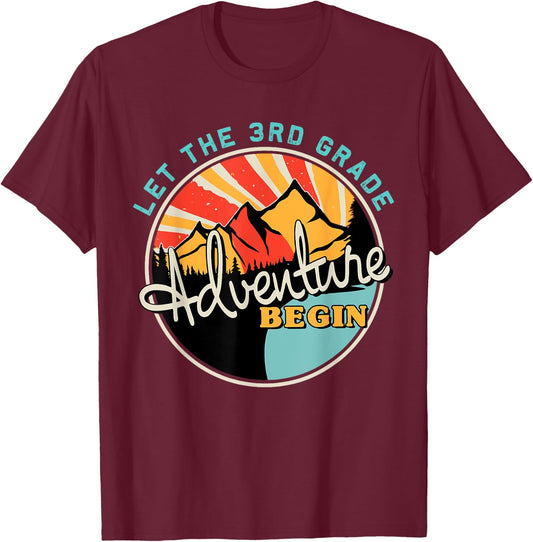 Back To School Let the 3rd Grade Adventure Begin Third Grade T-Shirt - T-Shirt | Maroon