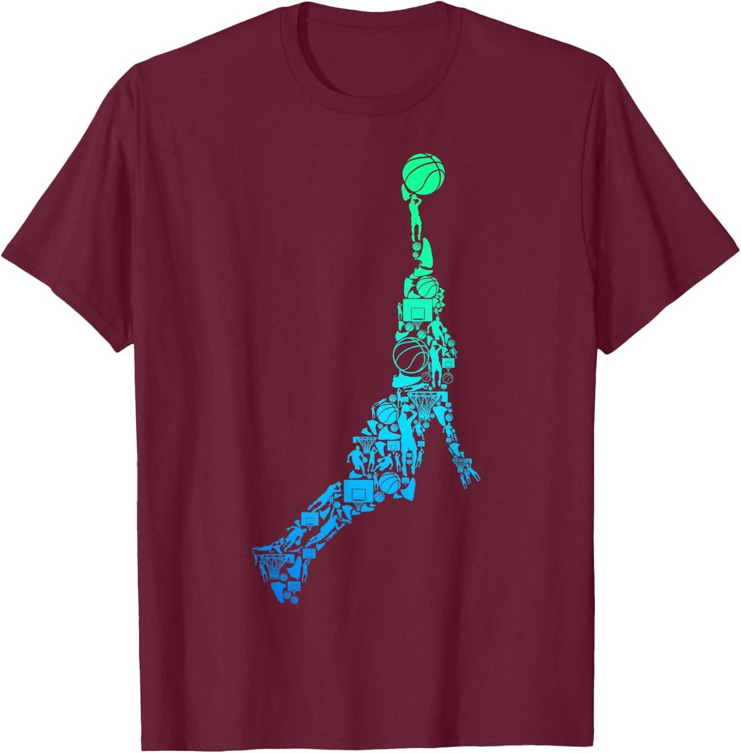 Basketball Basketball Dunking Boys Men Children T-Shirt - T-Shirt | Maroon