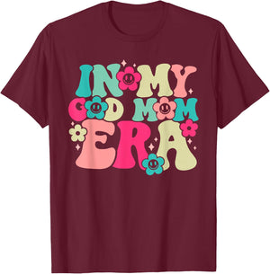 Retro Groovy In My Godmom Era Funny Family Matching T-Shirt - T-Shirt | Maroon