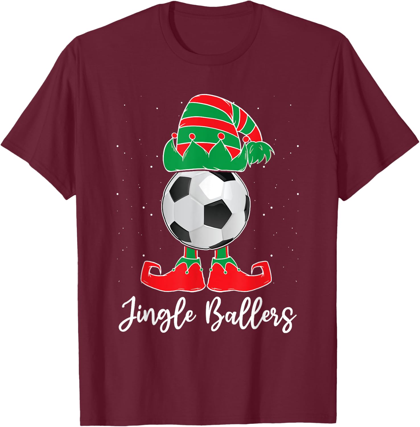 Jingle Ballers Christmas Soccer Ball Xmas Elf Squad Holiday T-Shirt - T-Shirt | Maroon