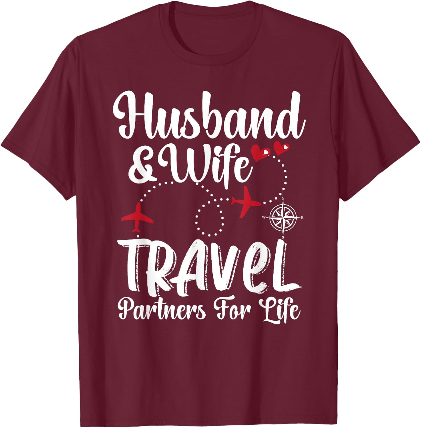 Couple Matching of Husband And Wife Travel Partners For Life T-Shirt - T-Shirt | Maroon