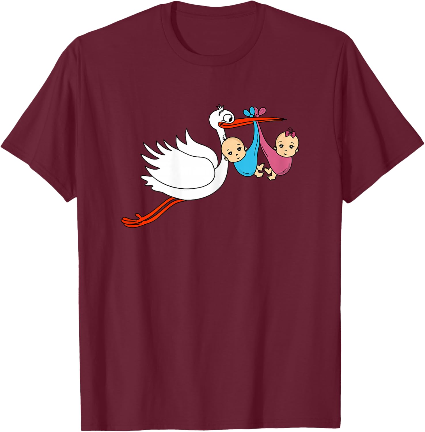 Pregnant Funny Mother Baby Twins Boy Girl T-Shirt - T-Shirt | Maroon
