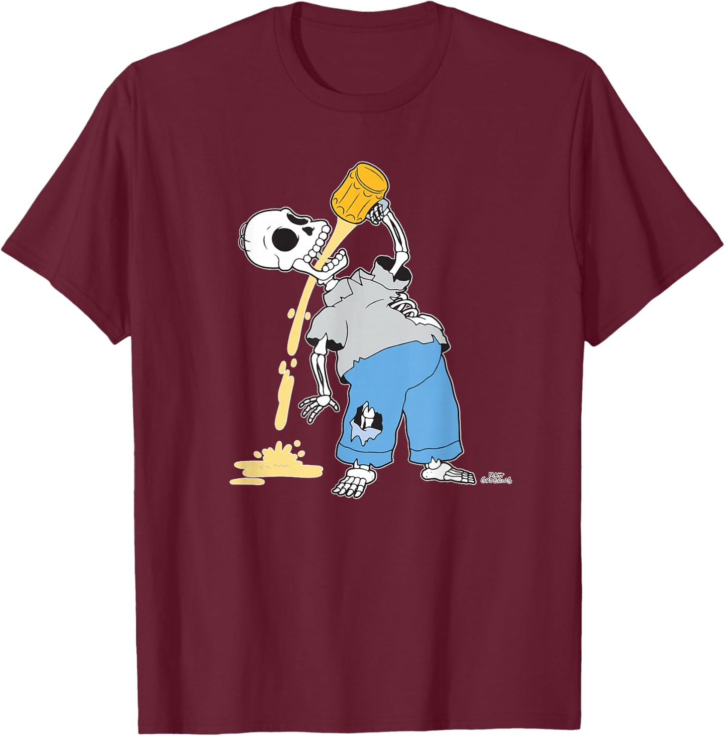The Simpsons Homer Skeleton Beer Treehouse of Horror T-Shirt - T-Shirt | Maroon